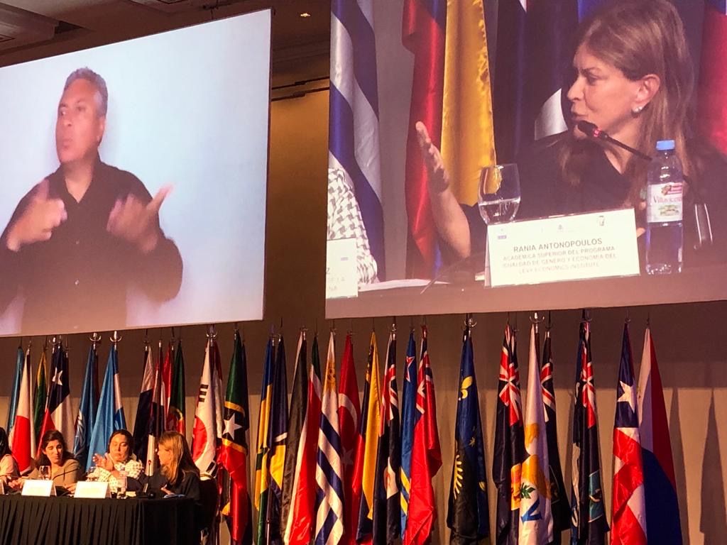 Senior Scholar Rania Antonopoulos was invited by the United Nations Economic Commission for Latin America and the Caribbean (ECLAC) to speak at a high level panel of the "XV Regional Conference on Women in Latin America and the Caribbean" on the topic of <a href="https://conferenciamujer.cepal.org/15/en#:~:text=The%20Regional%20Conference%20on%20Women,within%20the%20United%20Nations%20system" target="_blank">Financing the Care Economy</a>.